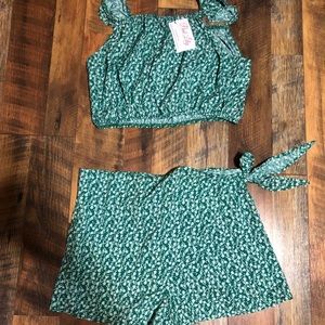 Green floral 2 piece set